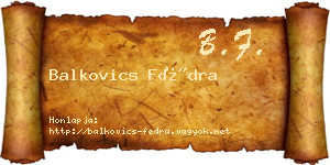 Balkovics Fédra névjegykártya